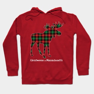 "Christmoose in Massachusetts" Plaid Moose Christmas Hoodie